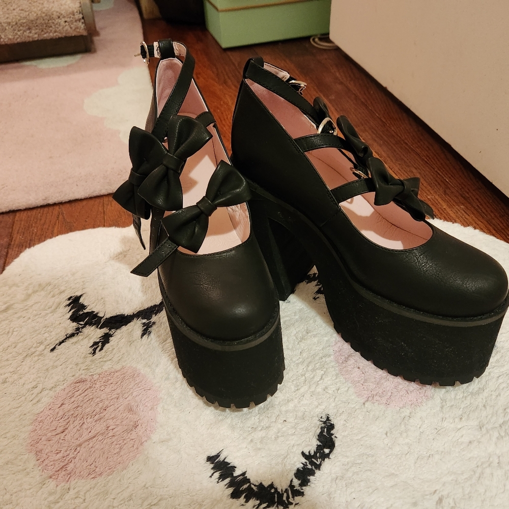 Dolls Kill You're Just Jealous Platform Mary Janes with Bows size US 9
